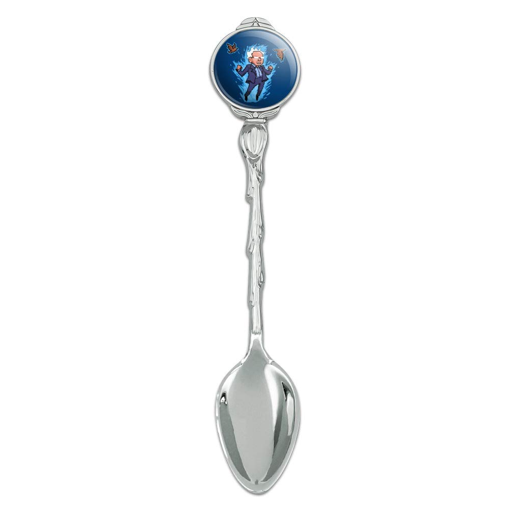 Pixel Super Bernie Sanders With Birds and Fire Novelty Collectible Demitasse Tea Coffee Spoon - Perfect for Gift, Display, and Coffee Enthusiasts
