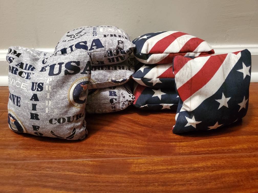 Premium USAF Cornhole Bags Set of 8 - Official Air Force Design - Perfect for Backyard Games, Tailgating & Military-Themed Parties