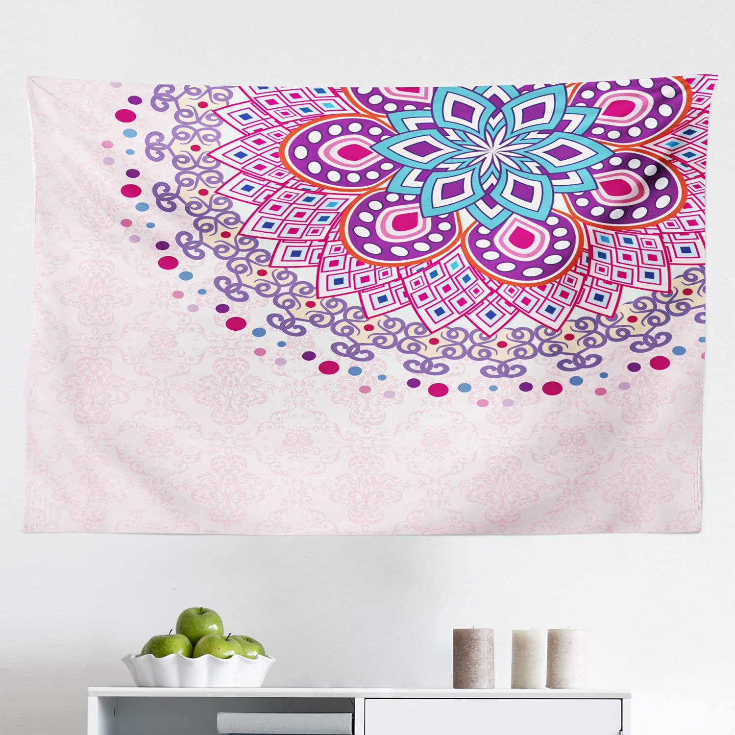 Ambesonne Mandala Tapestry Wall Hanging - Bohemian Style Decor for Bedroom, Living Room, Dorm - 45