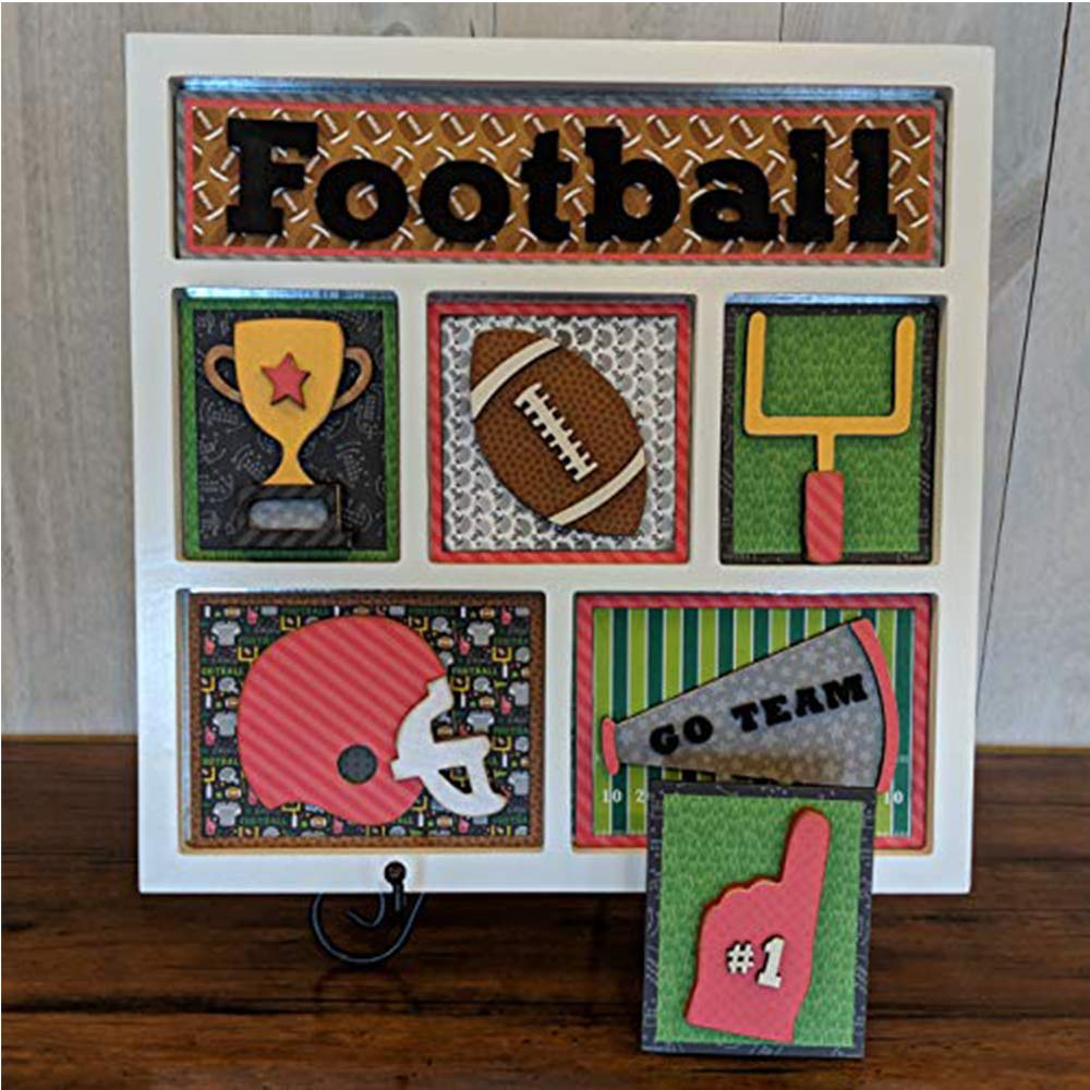 DIY Football Shadow Box Cutout Inserts with Self-Adhesive Magnets - Home Decor Craft Kit for Sports Fans, Man Cave & Game Room Decorations - Perfect for DIY Wall Art, Gift Ideas & Football Themed Parties