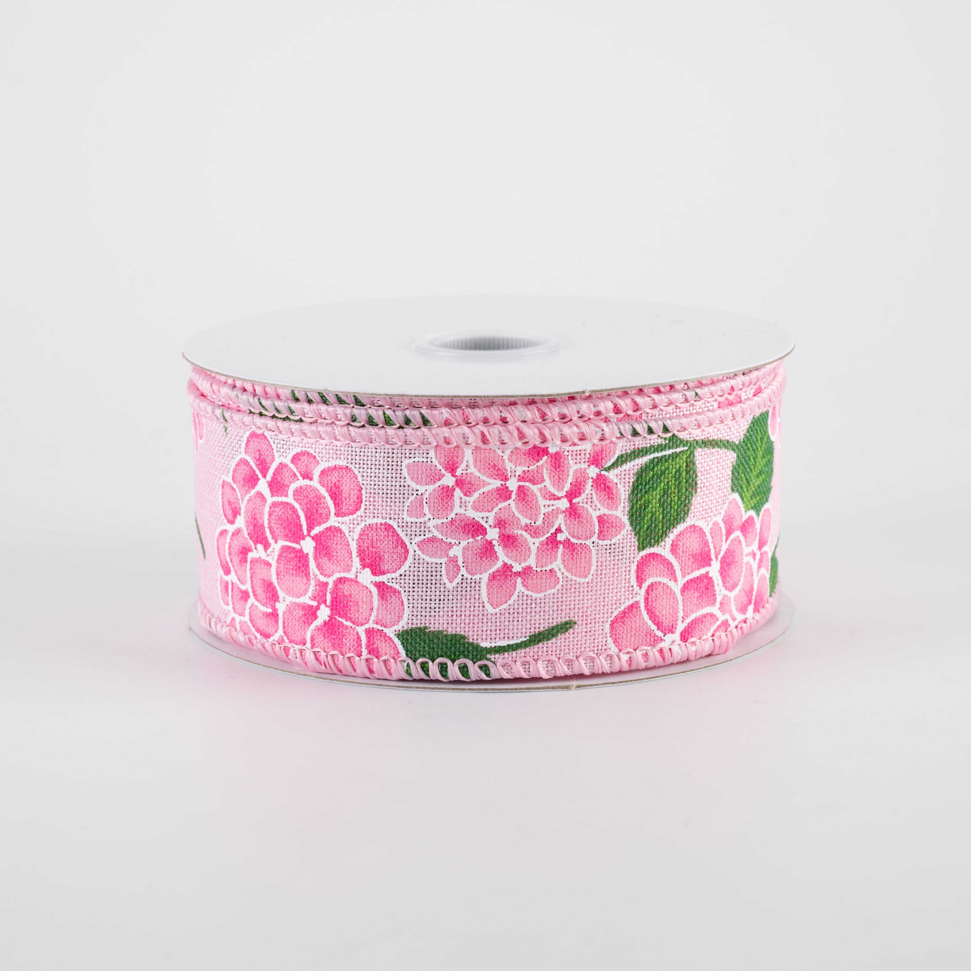 1.5 Inch Linen Hydrangeas Ribbon - Pink on Pink Floral Design (10 Yards) for Gift Wrapping, Wedding Decor, DIY Crafts & Scrapbooking