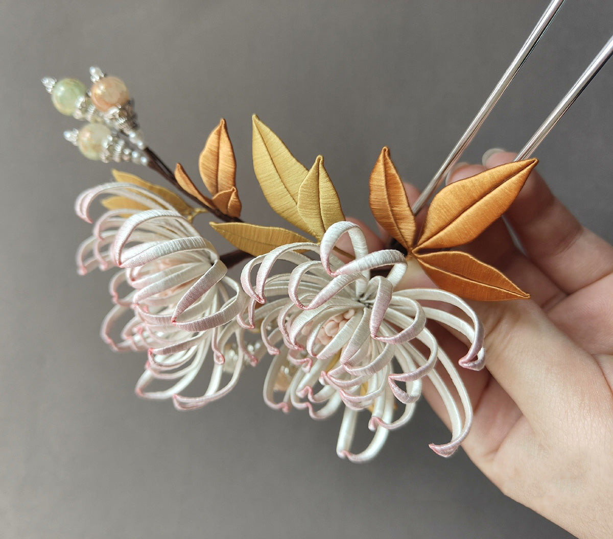 Handmade Silk Chrysanthemum Hairpin - Elegant Floral Hair Accessory for Women | Perfect for Weddings, Tea Parties & Traditional Chinese Outfits