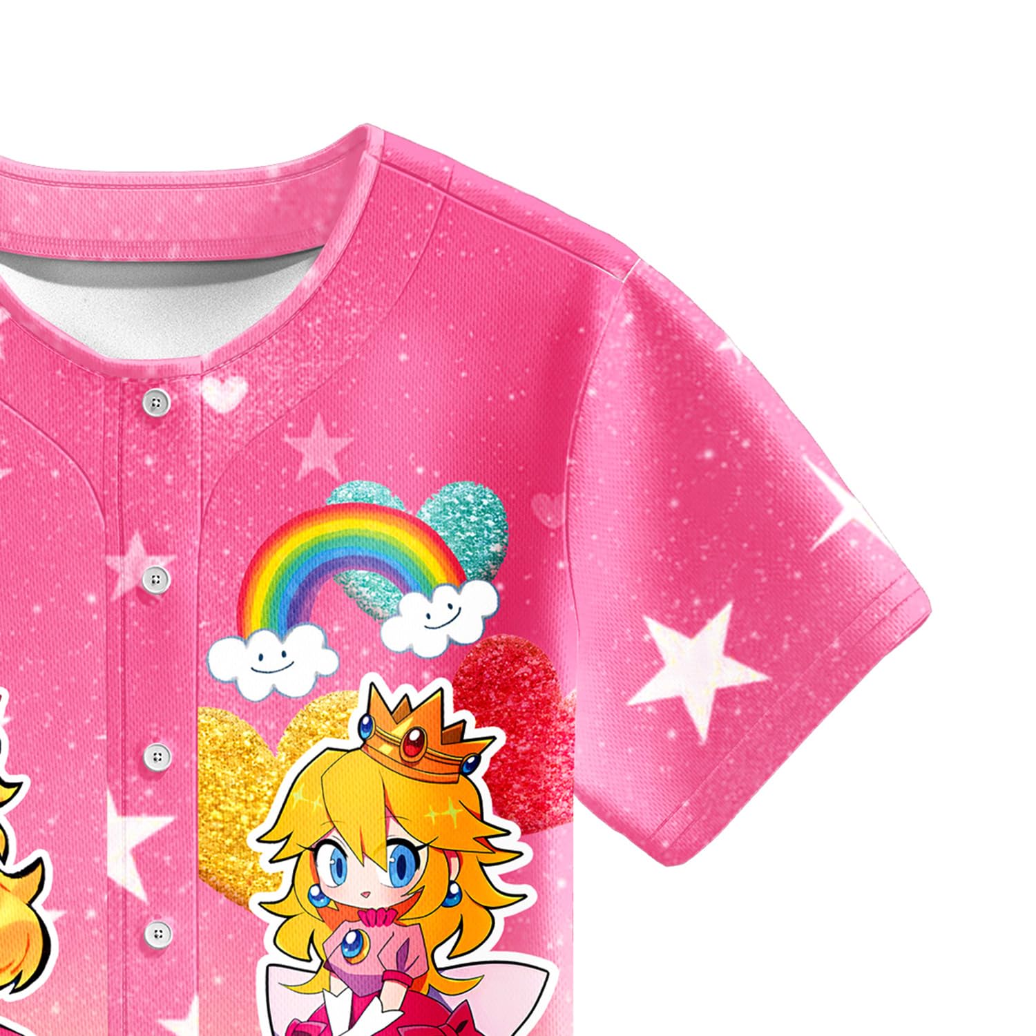 Girls Baseball Jersey Set - Cartoon Princess Printed Softball Shirt & Shorts for Kids 4-12 Years | Breathable Mesh Button Down Outfit for Little League Games & Casual Play