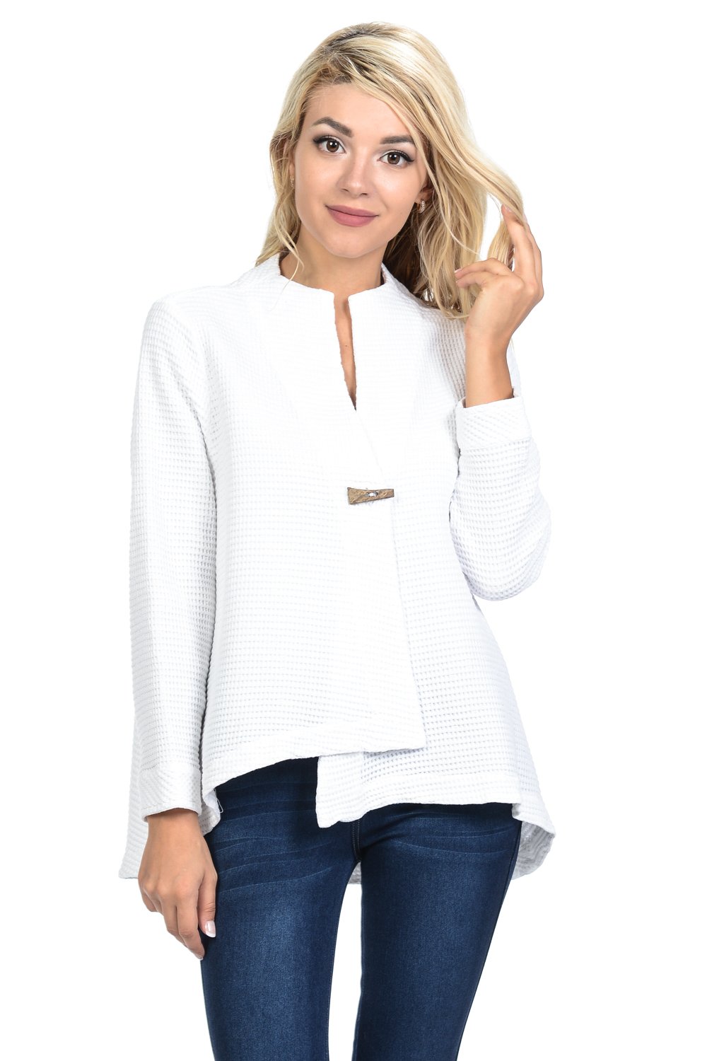 Focus Fashion Women's Cotton Waffle One Button Swing Jacket & Mini Waffle Hooded - Cozy Casual Outerwear for Fall & Winter | Perfect for Layering, Running Errands, and Coffee Dates