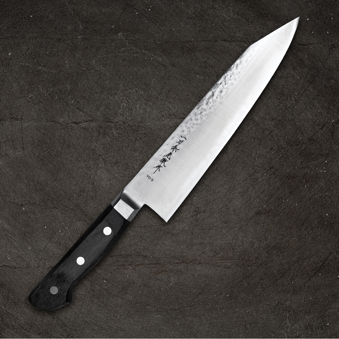Ittosai Kotetsu VG 5 Kengata Gyuto 210mm (8.2 Inch) Japanese Chef Knife - Hammered Tsuchime Finish for Professional Cooking & Sushi Preparation