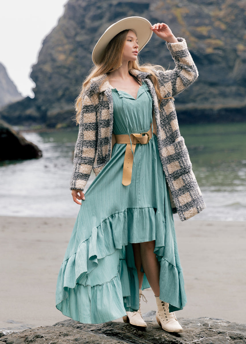 Gwenaelle Women's Flowy Maxi Dress in Ocean Green - Elegant Summer Beach Wedding Party Wear