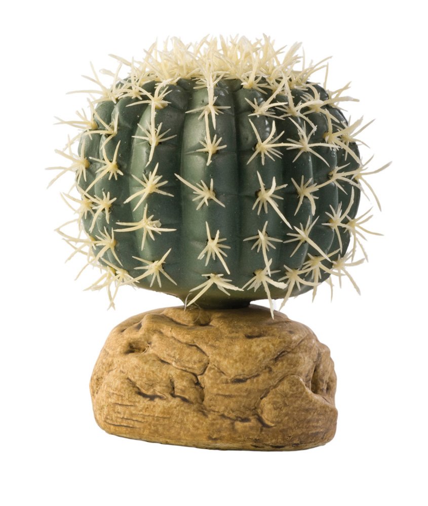Exo Terra Small Barrel Cactus Terrarium Plant - Realistic Desert Decor for Reptile Tanks & Succulent Gardens
