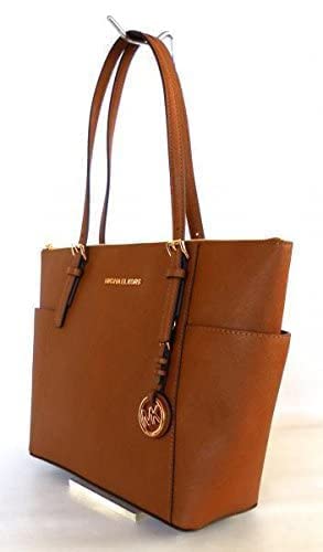 Michael Kors Women's Jet Set East West Trapeze Tote Bag - Stylish Leather Luggage Handbag for Work, Travel & Everyday Use