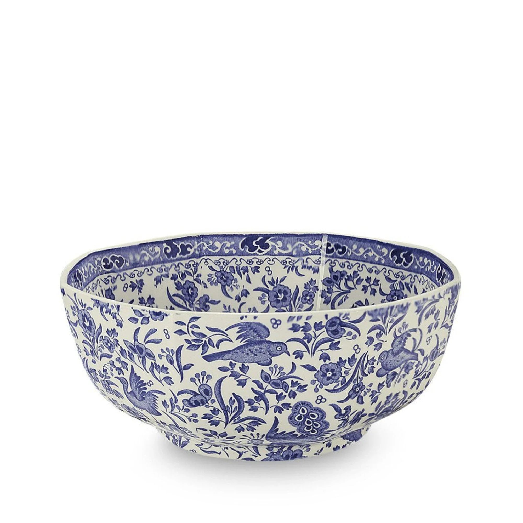 Regal Blue Peacock Octagonal Bowl - Medium Size Handmade Ceramic Serving Bowl for Salads, Snacks & Desserts - Perfect for Dining, Entertaining & Home Decor