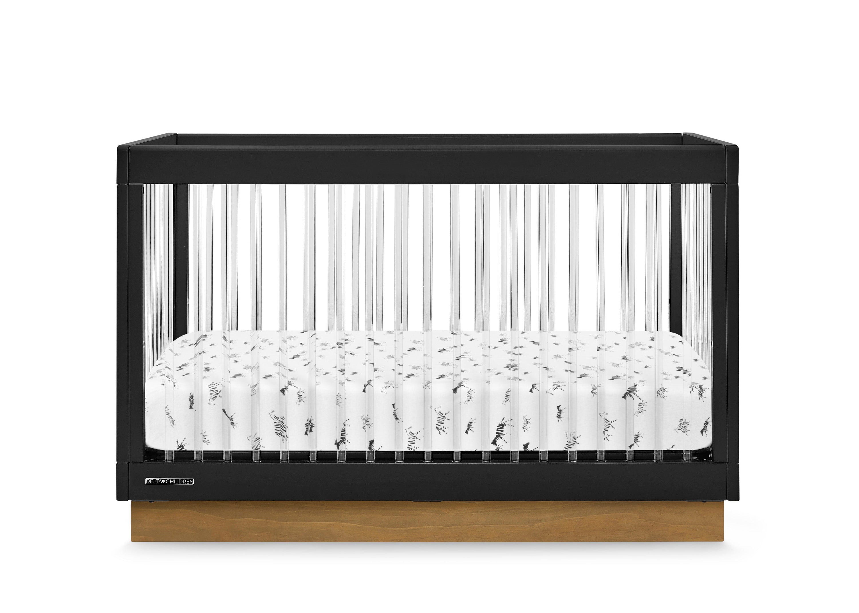 James Acrylic 4-in-1 Convertible Baby Crib - Toddler Bed, Daybed & Full-Size Bed Frame - Modern Nursery Furniture for Boys & Girls - Perfect for Small Spaces & Minimalist Bedrooms