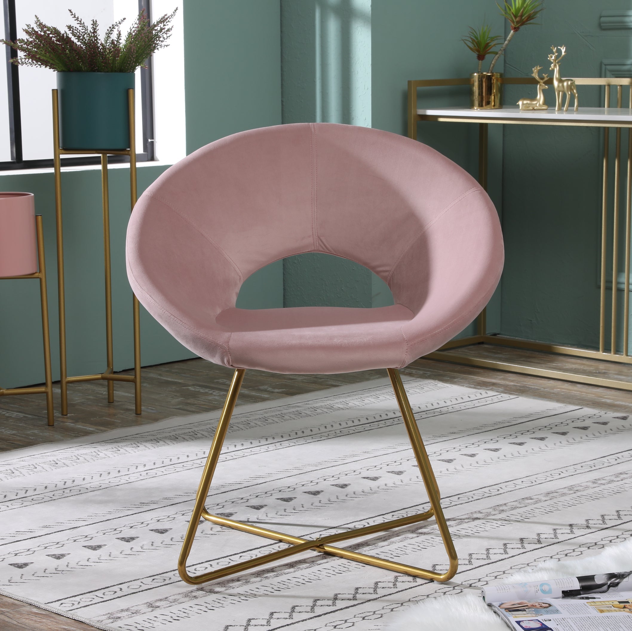 Roundhill Furniture Slatina Silky Velvet Upholstered Accent Chair - Modern Velvet Lounge Chair with Solid Wood Legs for Living Room, Bedroom & Office Decor
