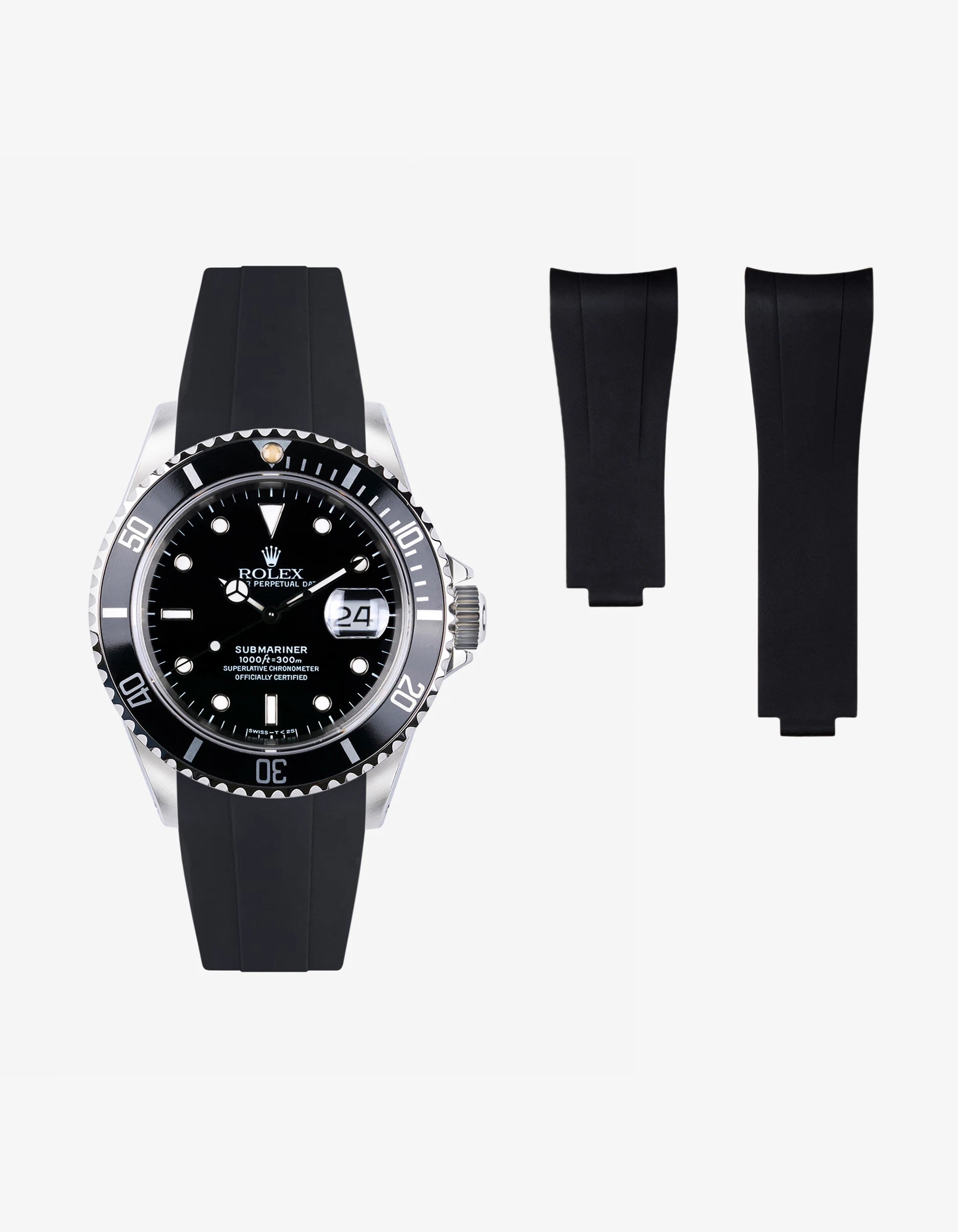 High-Quality FKM Rubber Watch Band with Original Clasp - Compatible with Rolex Submariner 16610 & 14060 Models | Durable, Waterproof Replacement Strap for Diving, Swimming & Outdoor Activities