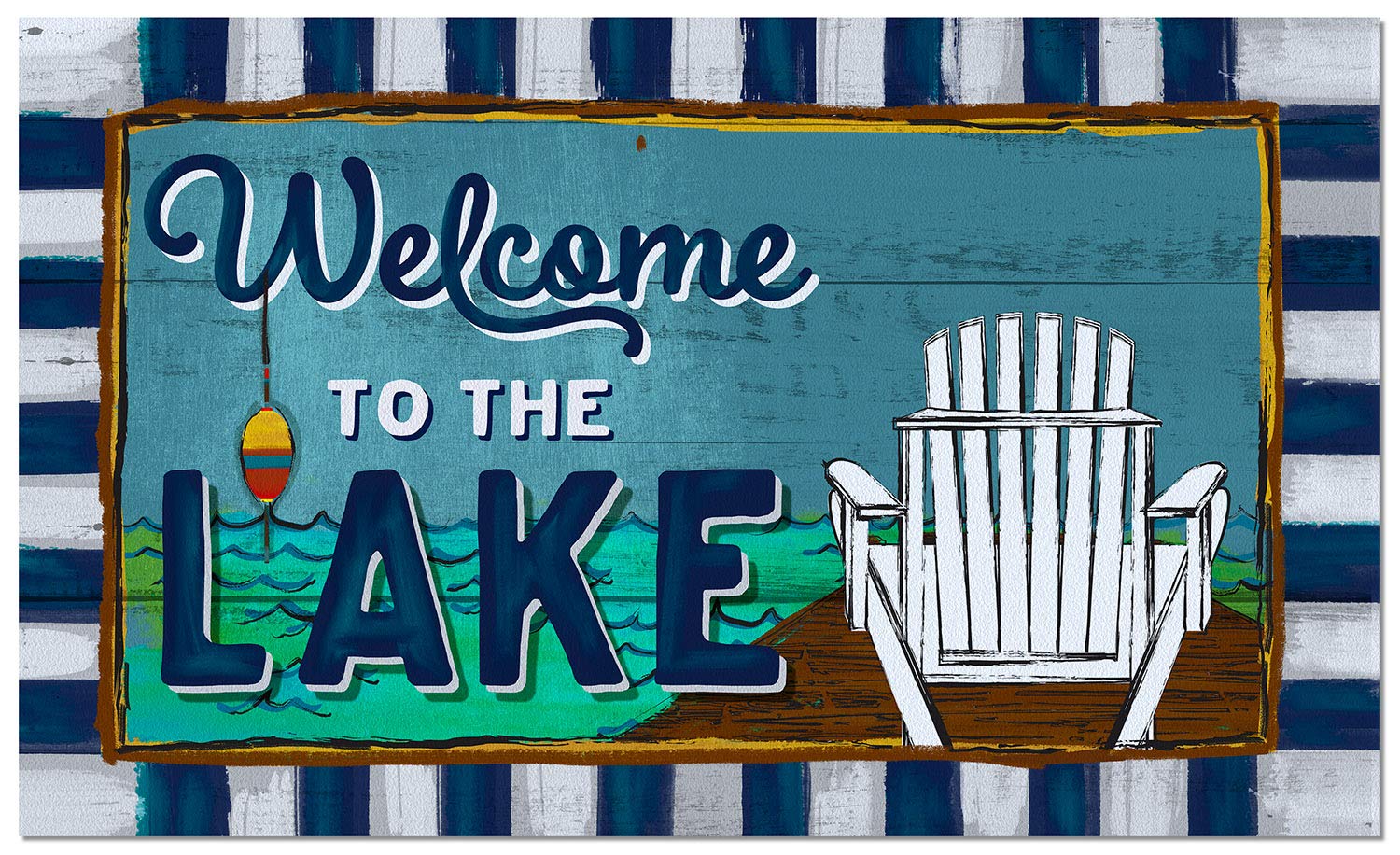 Welcome to The Lake Indoor/Outdoor Entryway Floor Mat - Non-Slip Rubber Backing, Easy Clean, USA Made (29.5