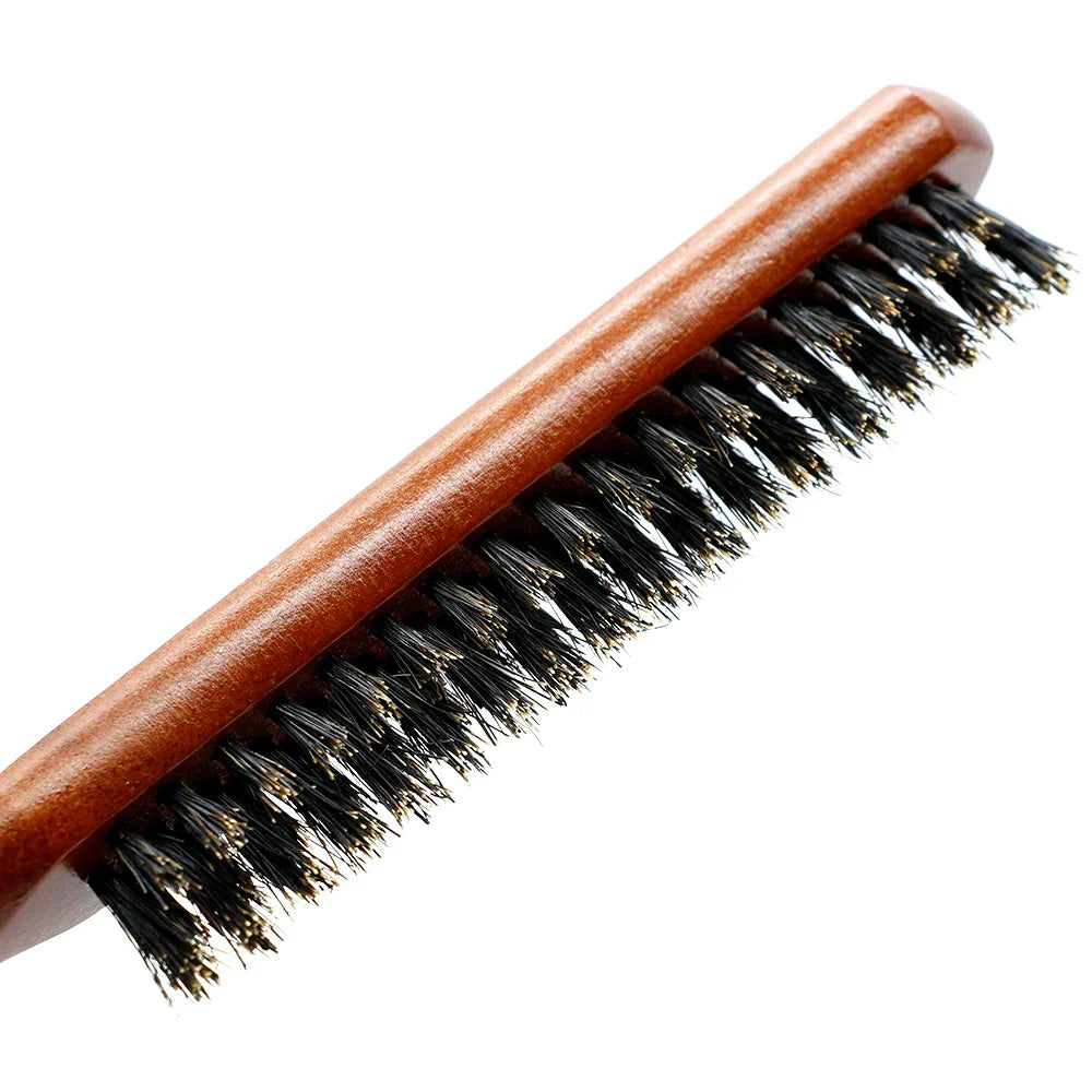 Natural Wooden Hair Brush for Detangling & Styling - Eco-Friendly Boar Bristle Brush for Smooth, Shiny Hair - Perfect for Daily Hair Care & Scalp Massage at Home or Travel