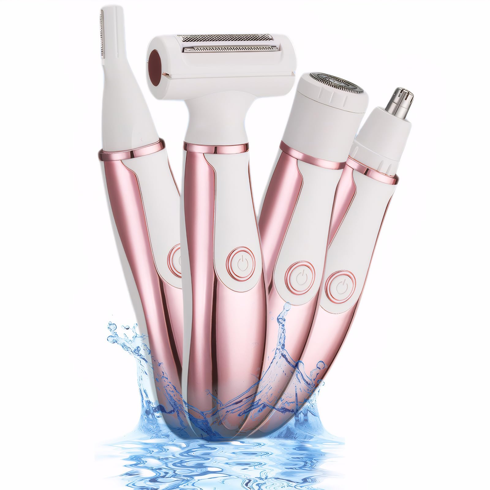 4-in-1 Electric Razor for Women - Rechargeable Cordless Shaver & Trimmer for Face, Arms, Legs, Underarm & Bikini Area - Portable Hair Removal for Travel & Home Use