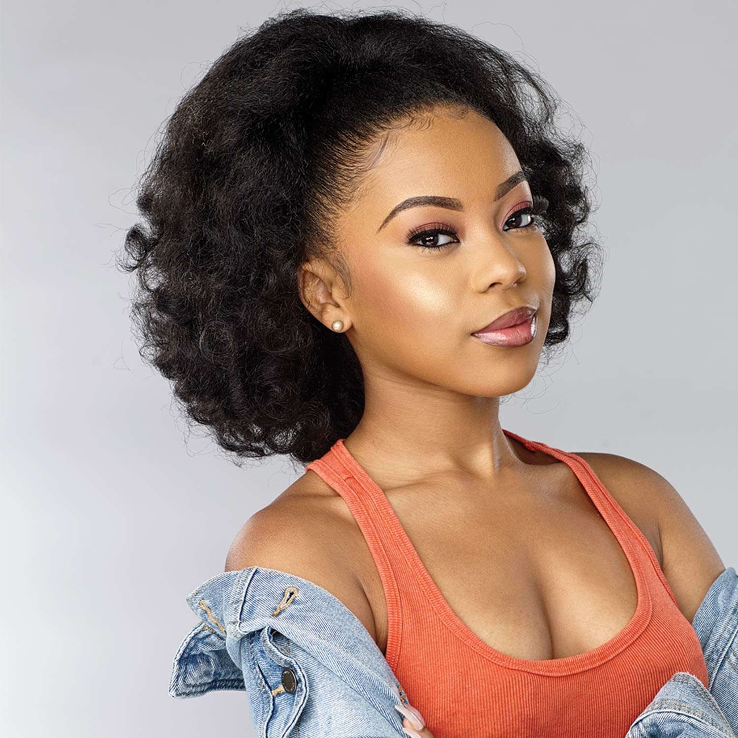 Sensationnel Instant Drawstring Ponytail Extension - Natural Curly Kinky Hair for Black Women - Perfect for Daily Wear, Parties & Special Occasions (Color: 1B)