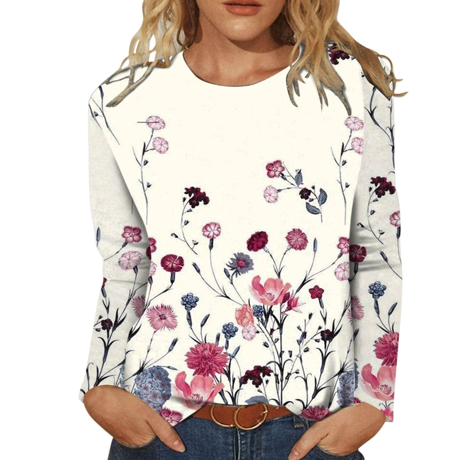 Women's Casual Floral Print Tunic Blouse - Crewneck Workout Tank Top for Summer & Fall - Perfect for Office, Yoga, and Everyday Wear