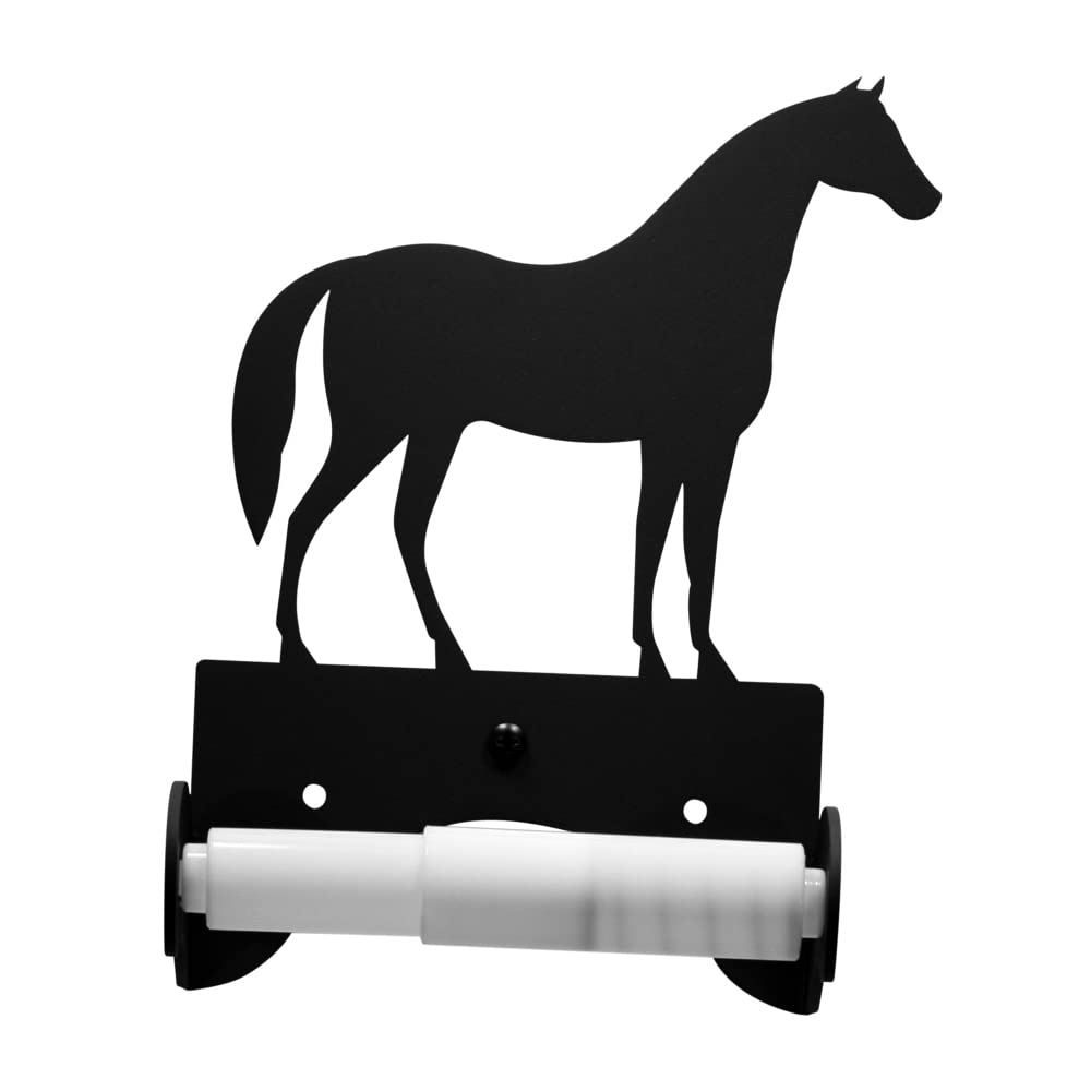 Vintage Wrought Iron Horse Toilet Paper Holder - Rustic Bathroom Tissue Roll Stand - Perfect for Western, Farmhouse & Country Style Home Decor