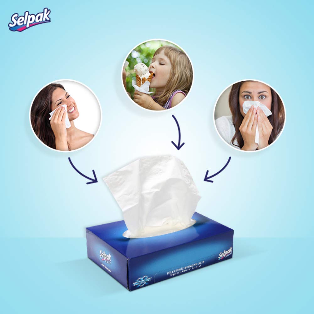 Selpak Mini Facial Tissue Box - 3 Ply, 70 Sheets per Box, Pack of 12 | Soft & Strong Tissues for Home, Office, Car & Travel Use