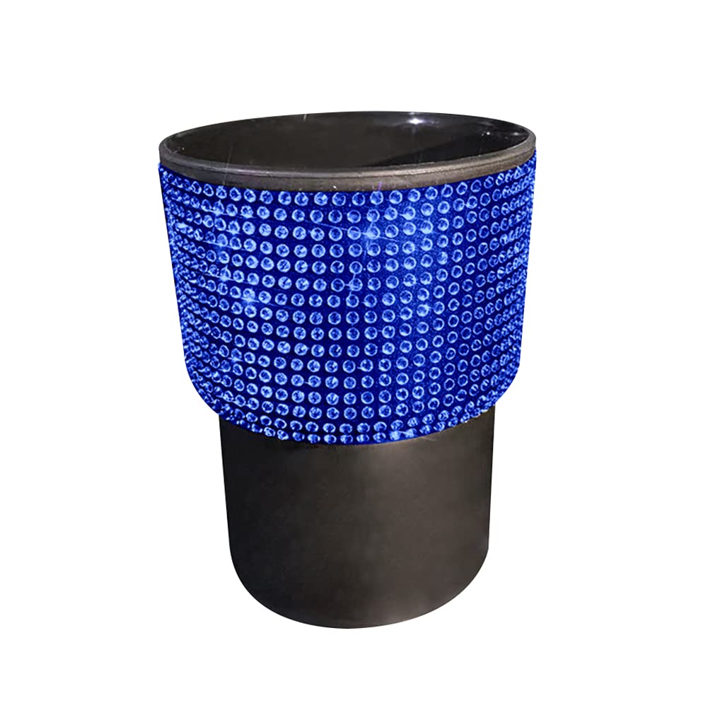 iHreesy Rhinestone Car Trash Can - Sparkling Cup Holder Garbage Bin with Waterproof Design, Universal Fit for Vehicles (Blue) | Perfect for Road Trips, Commuting & Keeping Your Car Clean