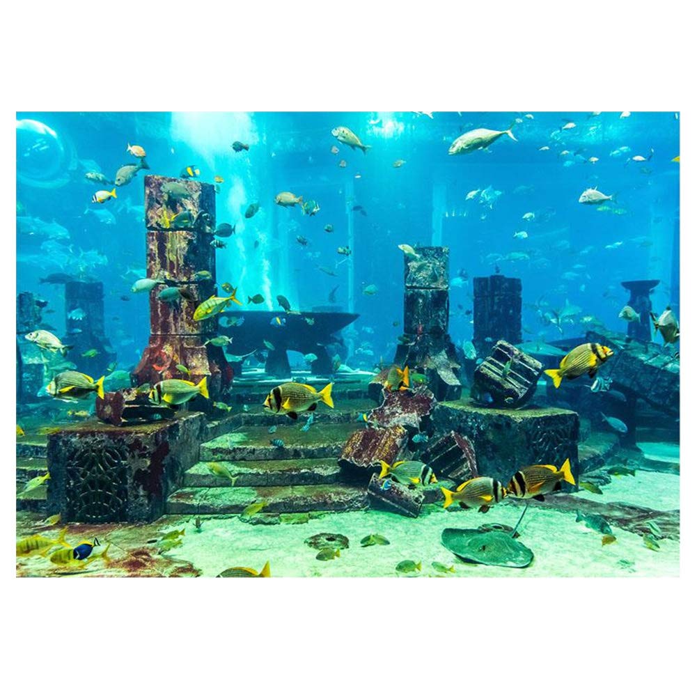 Underwater World Aquarium Backdrop - Tropical Fish Tank Wall Sticker, PVC Self-Adhesive Aquatic Decor with Coral & Marine Life for Home & Office Aquarium Background