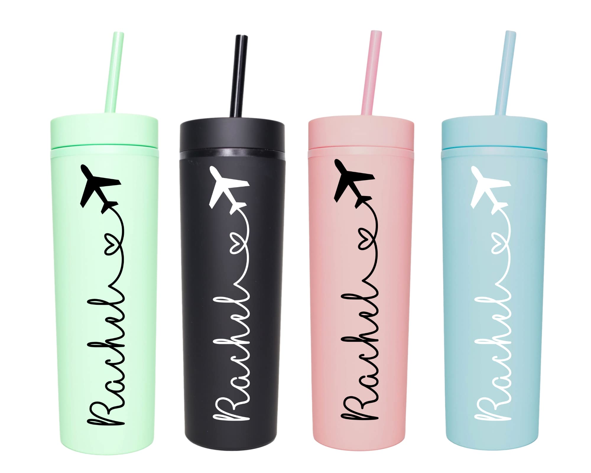 Flight Attendant Tumbler 20oz - Insulated Stainless Steel Cup with Lid & Straw - Perfect Gift for Airline Crew, Pilots, Cabin Crew & Aviation Professionals (Pink with White Font) - Ideal for Travel, Office & Daily Hydration