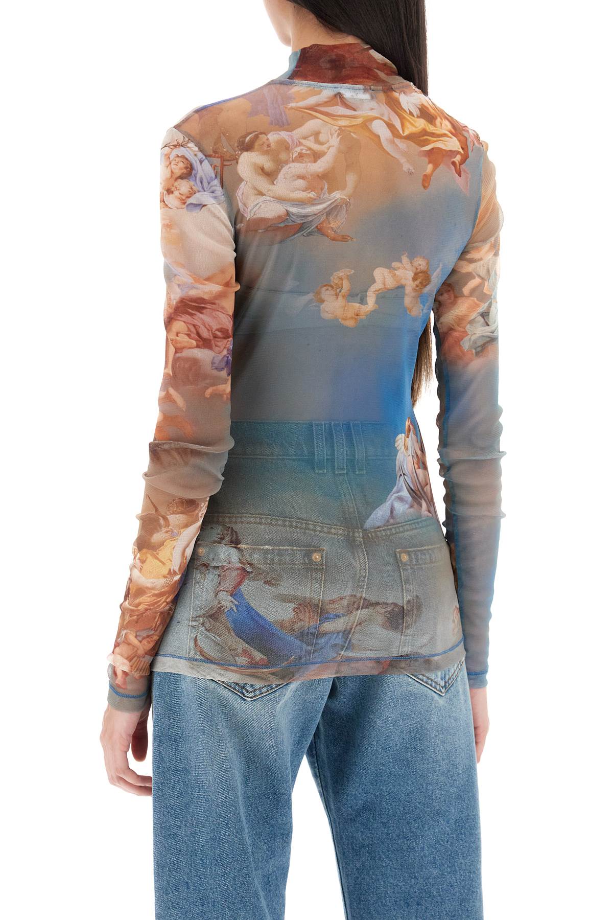 Balmain Sky Blue Tulle Top for Women - Elegant Party Blouse, Perfect for Evening Events, Weddings & Special Occasions
