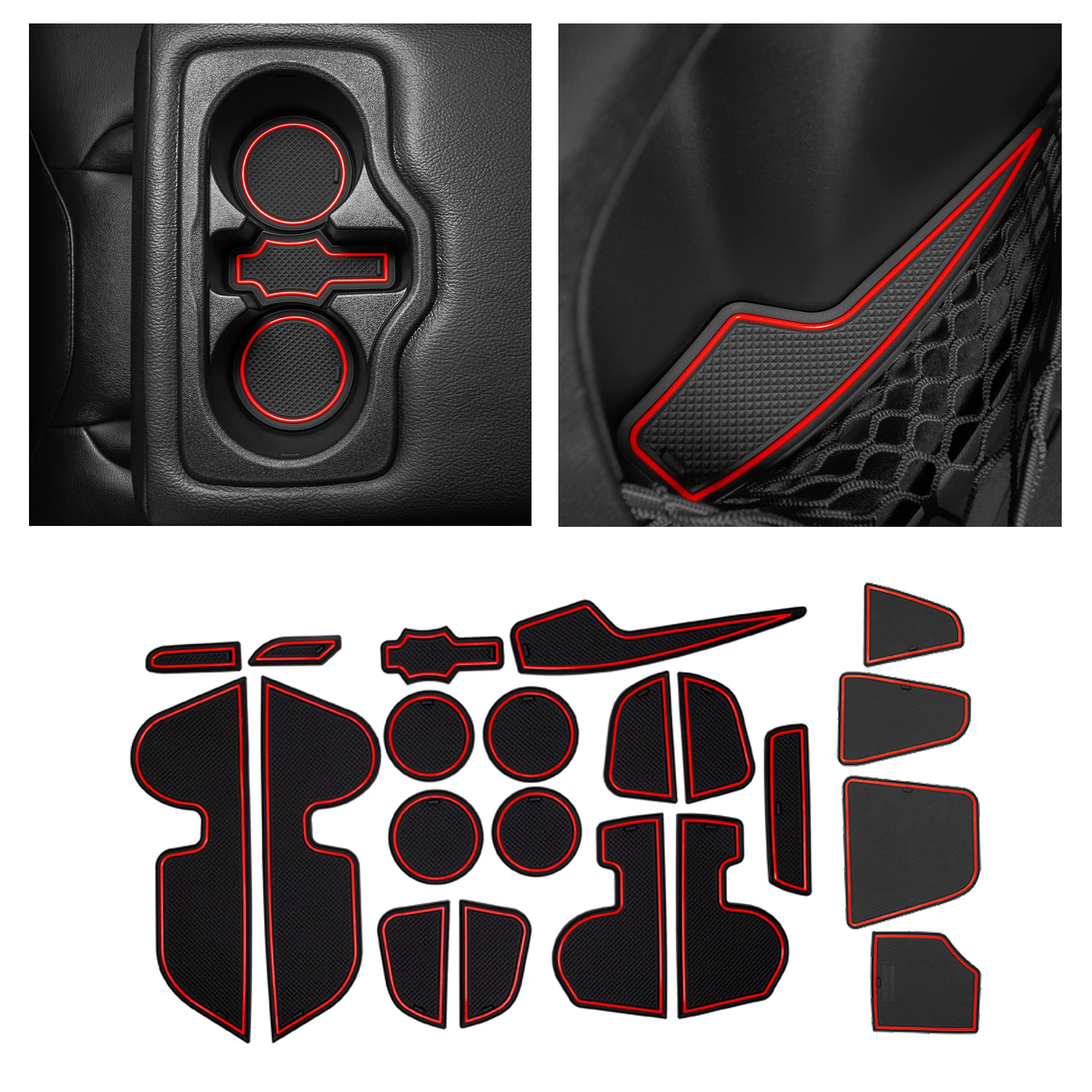 Premium Red Trim & Compass Car Accessories for 2018-2021 Models - Perfect for Off-Road Adventures & Interior Styling