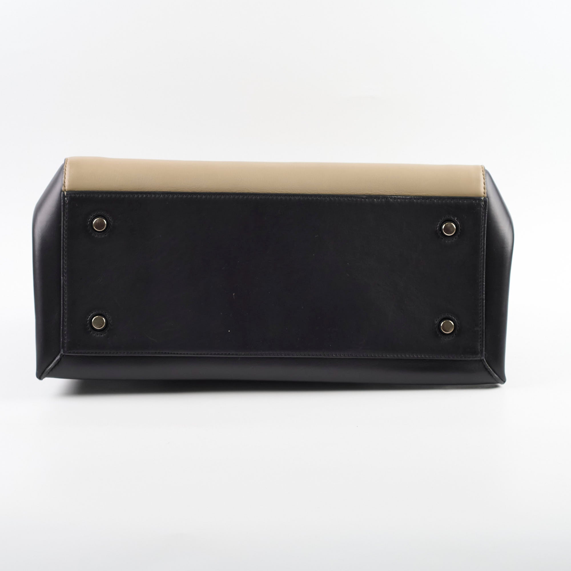 Celine Edge Medium Shoulder Bag in Beige & Black - Luxury Leather Handbag for Women | Perfect for Work, Travel & Everyday Use