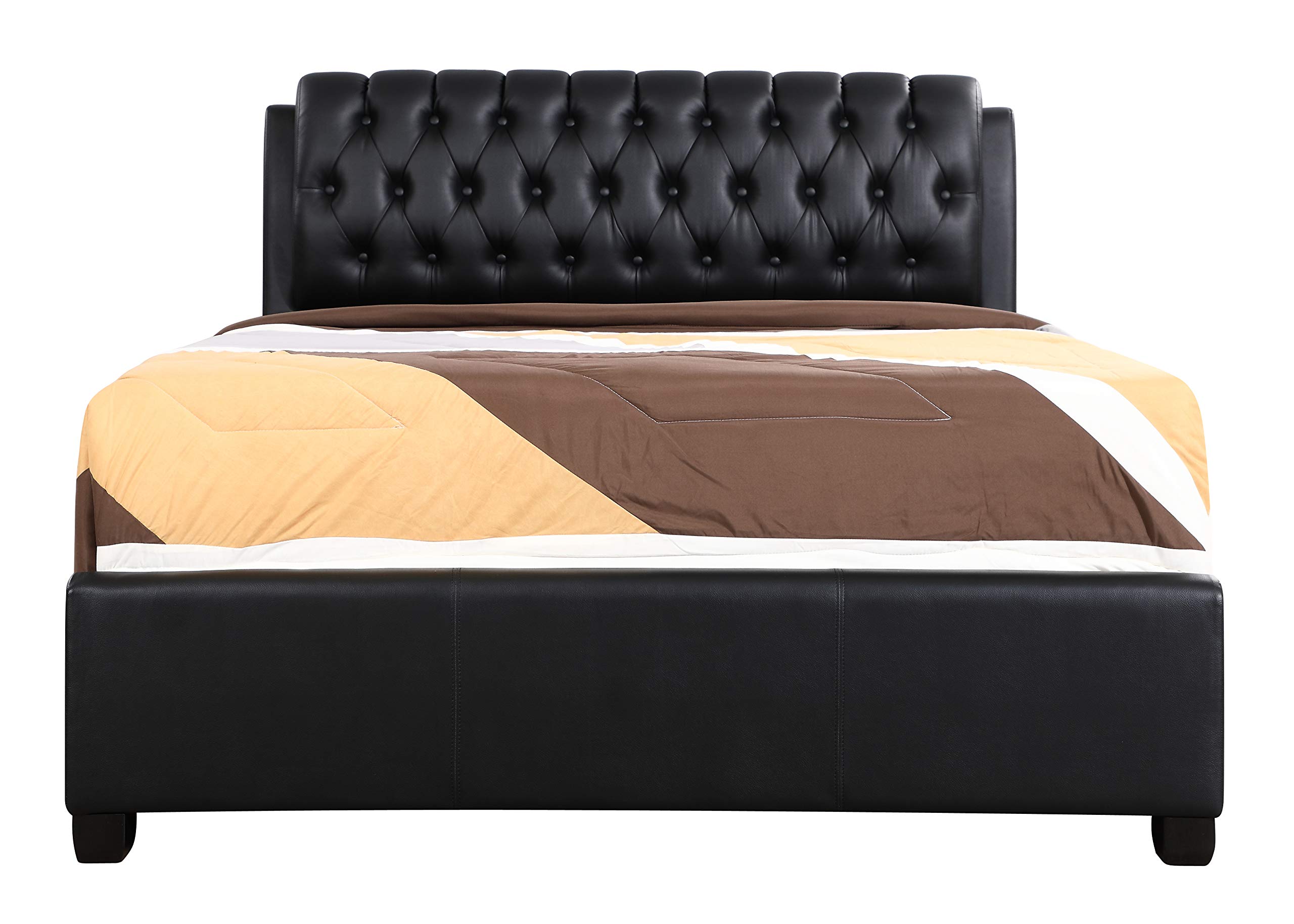 Glory Furniture Full Size Sleigh Bed Frame in Black - 2-Piece Set for Master Bedroom or Guest Room Decor