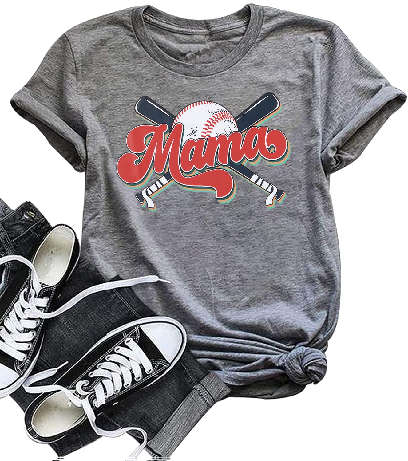 Baseball Mom T-Shirt for Women - Red Short Sleeve Baseball Shirt for Game Day & Baseball Season | Perfect for Team Support, Sideline Cheering & Casual Wear
