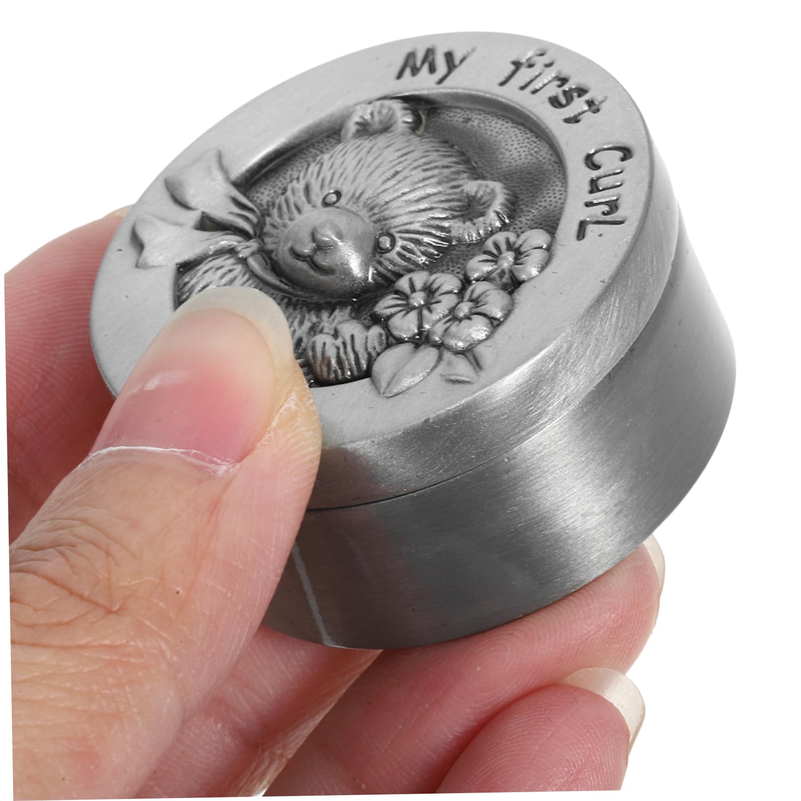 ULDIGI Baby Keepsake Box - Metal Fetal Hair Storage Organizer for Newborns & Infants | Round Keepsake Box for First Haircut, Baby Teeth & Milestone Memories | Perfect Baby Shower Gift & Nursery Decor
