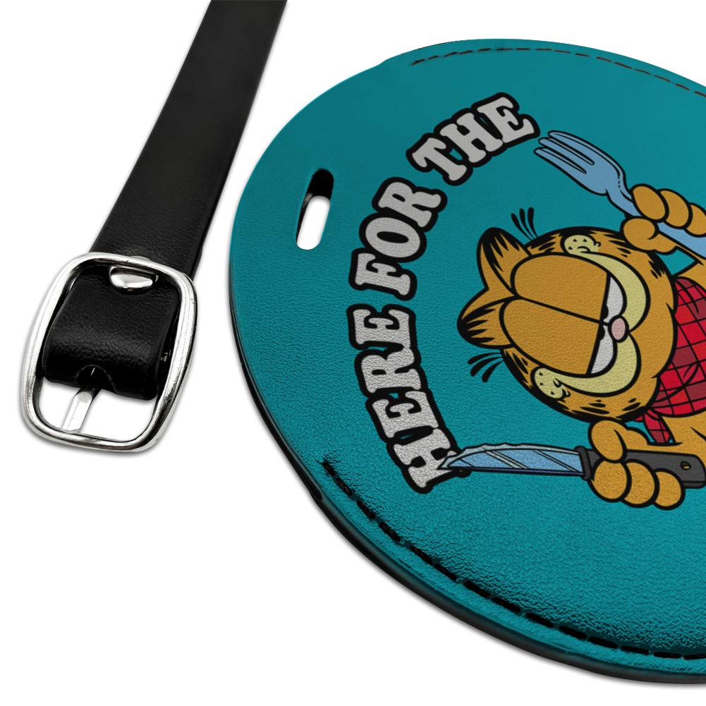 Garfield Themed Round Leather Luggage Tag - Funny Food Inspired Suitcase ID Tag for Carry-On Bags | Perfect for Travel, Business Trips & Gift Giving