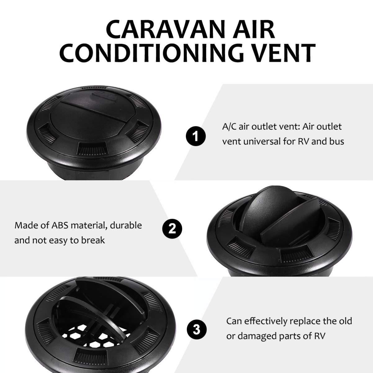 Garneck 1 Set Universal Air Vent Deflector - Adjustable Plastic AC Vent Outlet with Grille for RV, Bus, Car & Boat - Improve Airflow Direction for Comfortable Driving & Travel
