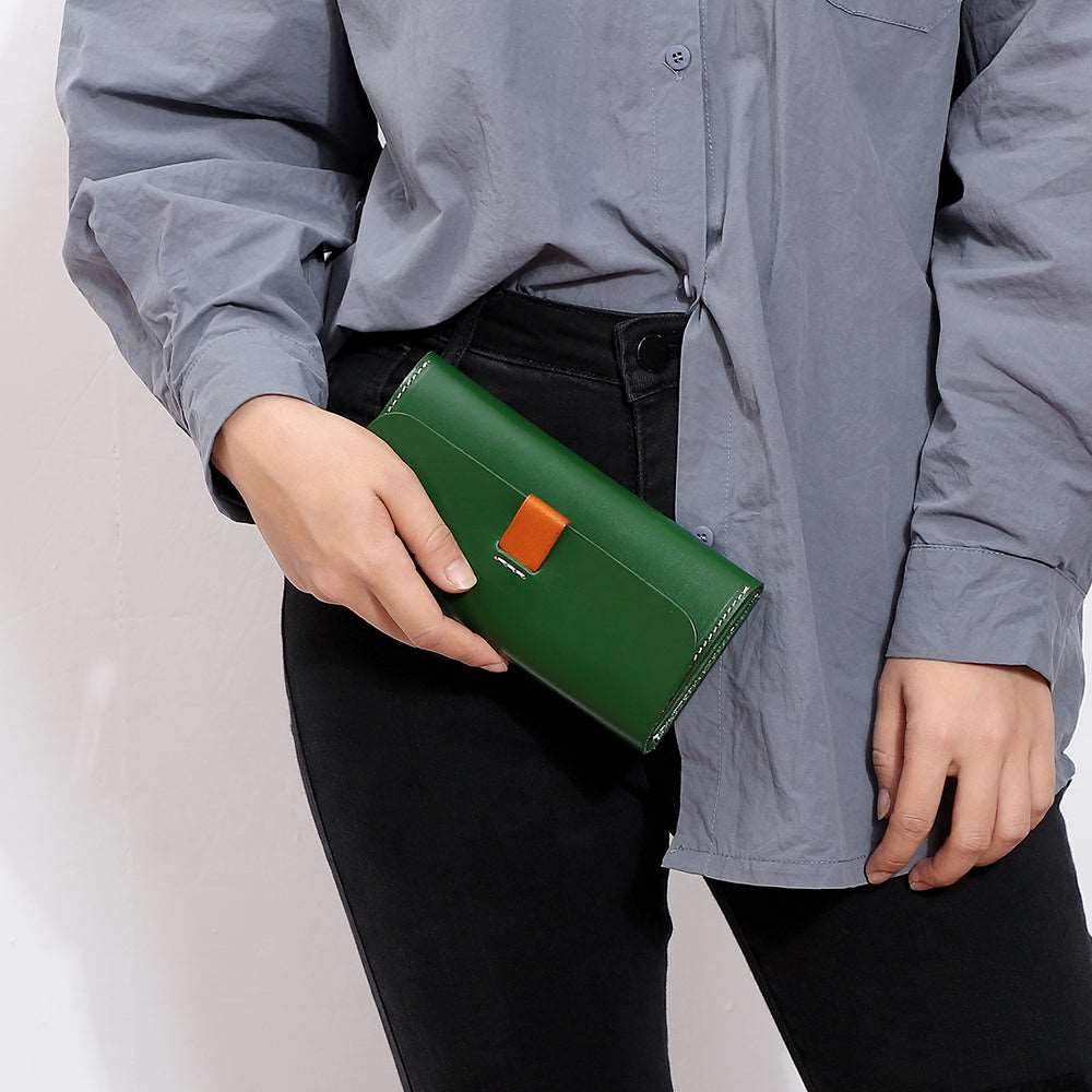 Handmade Genuine Leather Long Bifold Wallet for Women - Slim RFID Blocking Wallet with Multiple Card Slots & ID Window - Perfect for Everyday Use, Travel, and Gift Giving