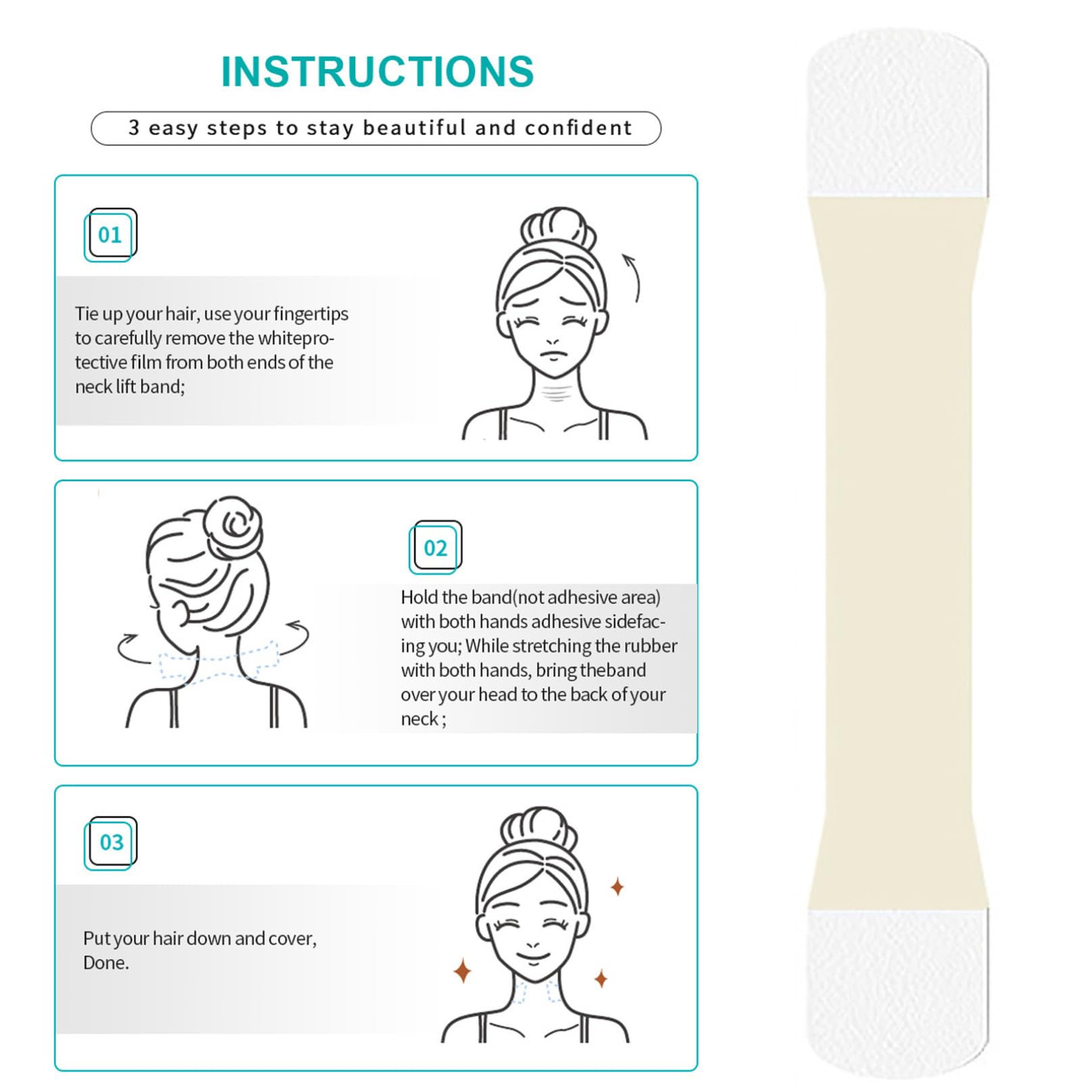 **Neck Lift Tape - Invisible Anti-Wrinkle Neck Firming Tape with 20 Replacement Pads, Strong Adhesion for Neck Lifting & Tightening - Perfect for Special Occasions, Photos & Daily Skin Care**
