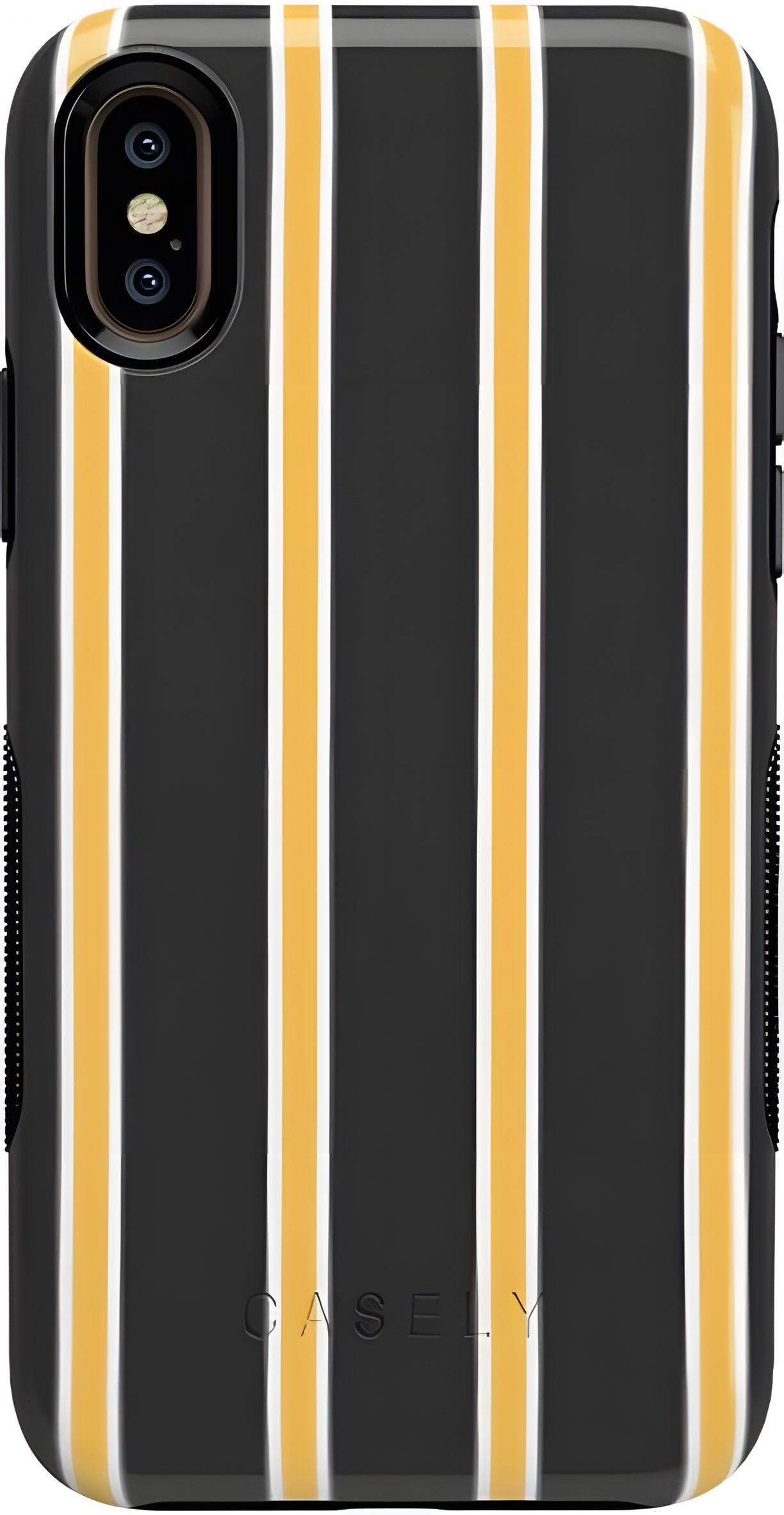 Casely iPhone X/XS Case - Fine Lines Mustard Yellow Pinstripe Protective Cover | Slim Fit, Shockproof & Scratch-Resistant | Perfect for Work, Travel & Everyday Use