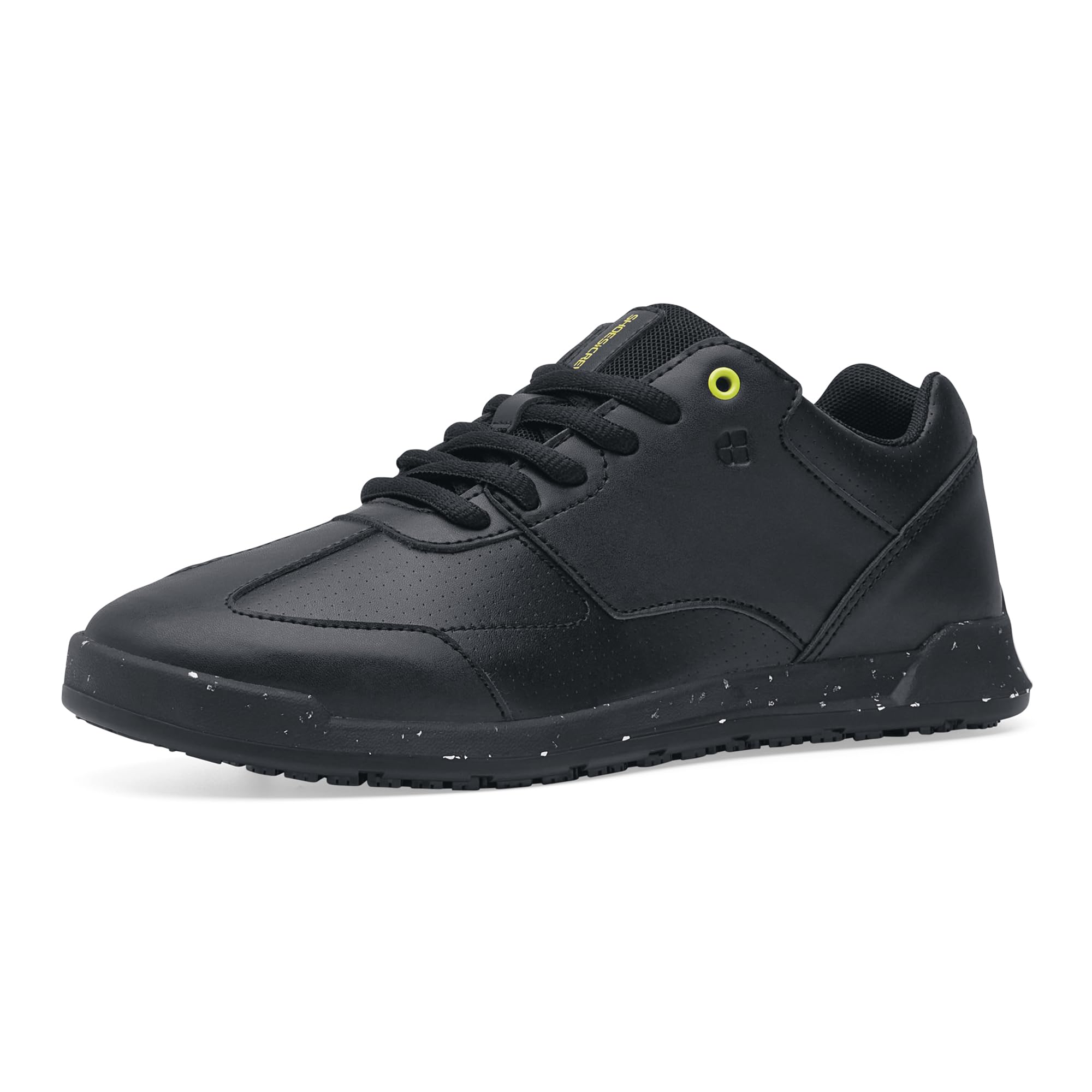 Slip Resistant Men's Work Shoes - Freestyle II Vegan Black Water Repellent Trainers with Trip Protection | Non-Slip Safety Footwear for Restaurant, Kitchen, Hospital & Construction Workers
