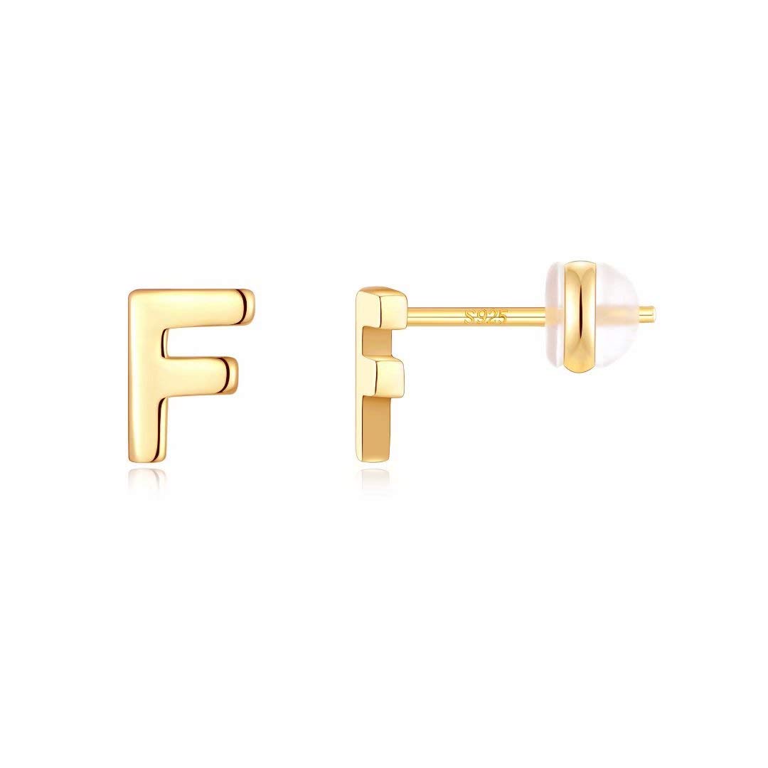 Sterling Silver Initial Stud Earrings for Women - 925 Hypoallergenic Small Letter Earrings | Perfect Jewelry Gift for Her, Birthday, Anniversary & Everyday Wear