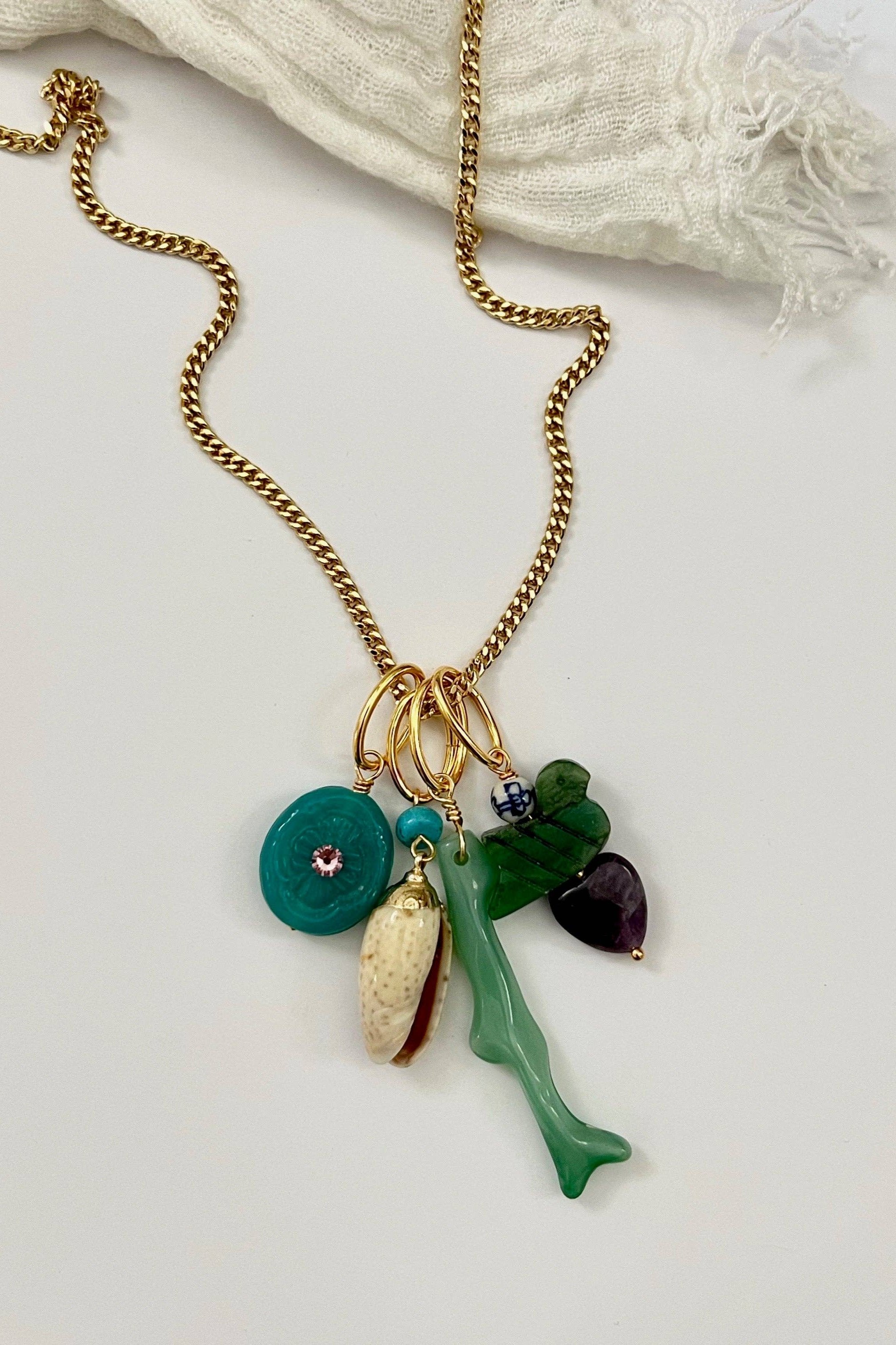 Handmade Sea Trinket Pendant Necklace - Ocean Inspired Jewelry for Women - Perfect for Beach Vacations, Boho Fashion & Gift Giving