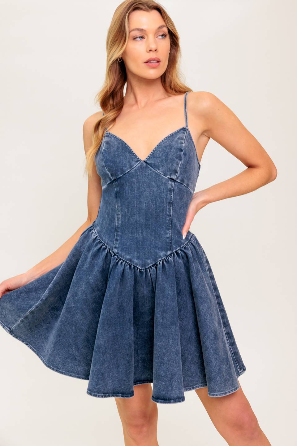 DINA DENIM MINI DRESS - Women's Vintage Style Denim Short Dress with Pockets | Perfect for Casual Outings, Date Nights & Summer Fashion