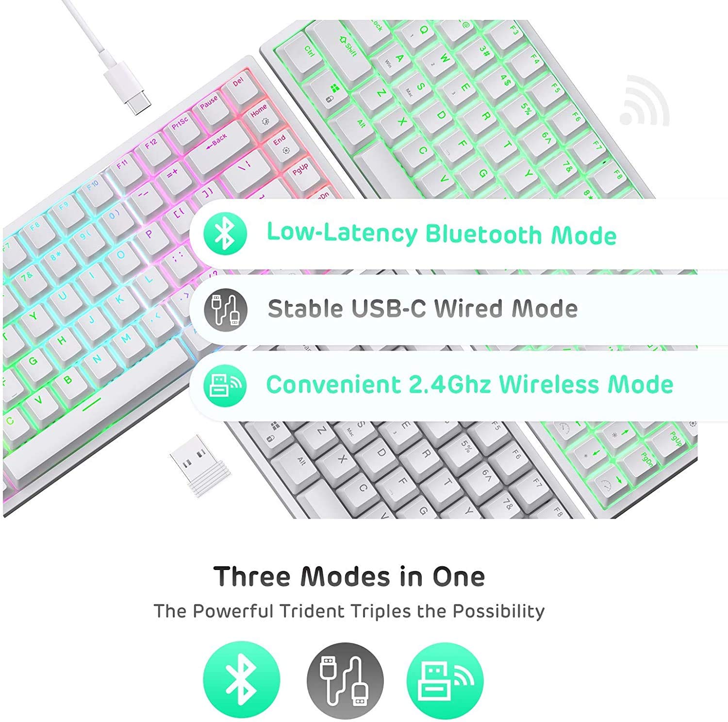 RK ROYAL KLUDGE RK84 Wireless Mechanical Gaming Keyboard - 75% Compact Layout, Bluetooth/2.4Ghz/USB-C Triple Mode, Hot-Swappable Tactile Brown Switches, RGB Backlit | Perfect for PC Gaming, Office Work & Typing Enthusiasts