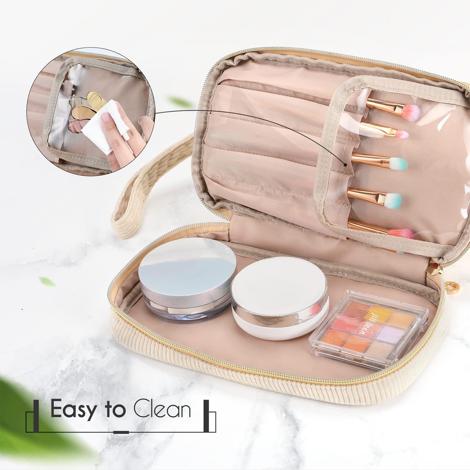 Personalized Initial Makeup Bag for Women - Trendy Cosmetic Travel Bag for Girlfriend, Wife, Teacher | Cute Birthday Gifts for Girls, Teen Girls & 18th Birthday | Perfect for Travel, Daily Use & Preppy Style