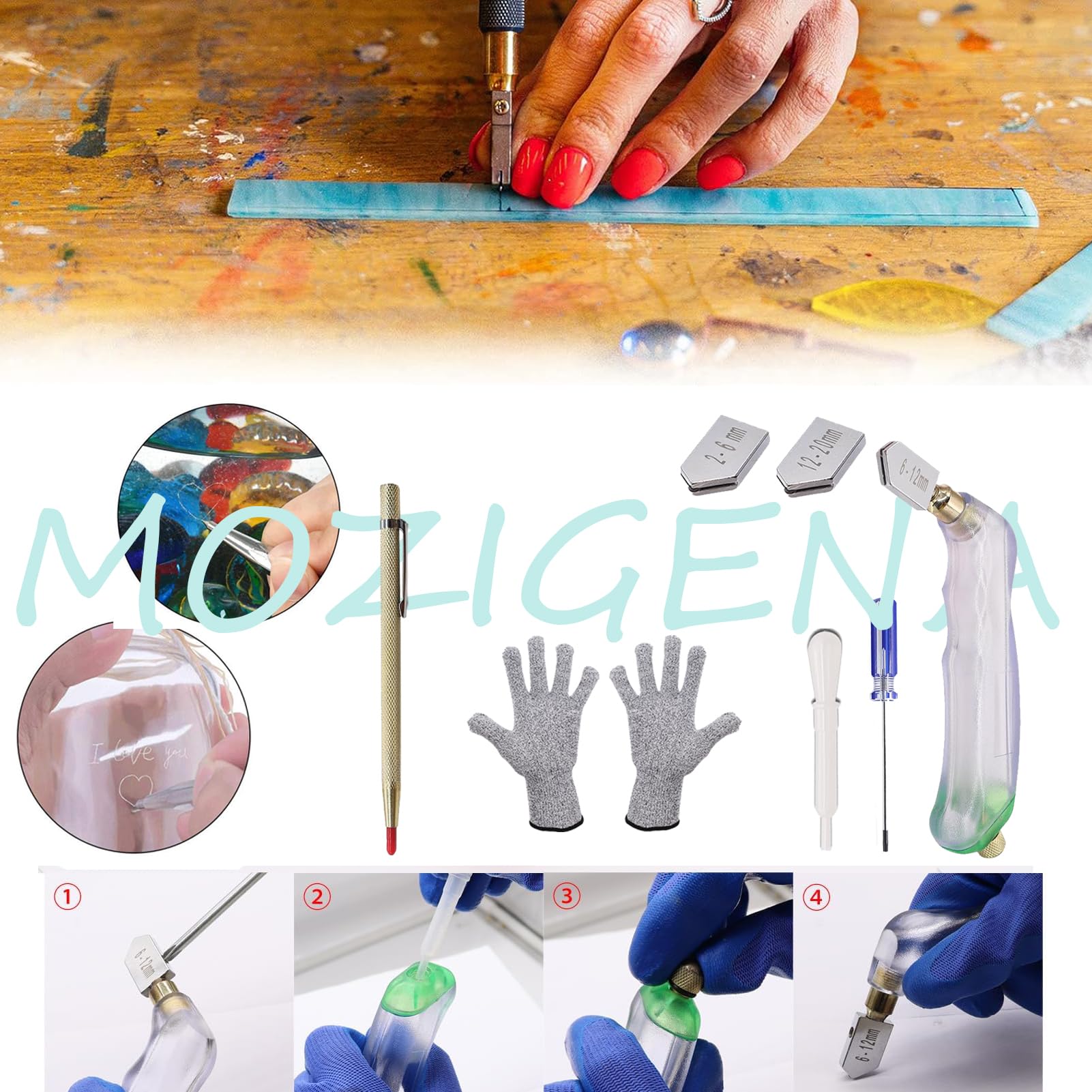 Stained Glass Kit for Adults - Complete Starter Kit with Soldering Iron, Glass Cutter, Solder Wire & Copper Foil Tape - DIY Art & Home Decor Project Supplies - Perfect for Window Decor, Church Restorations & Craft Gifts