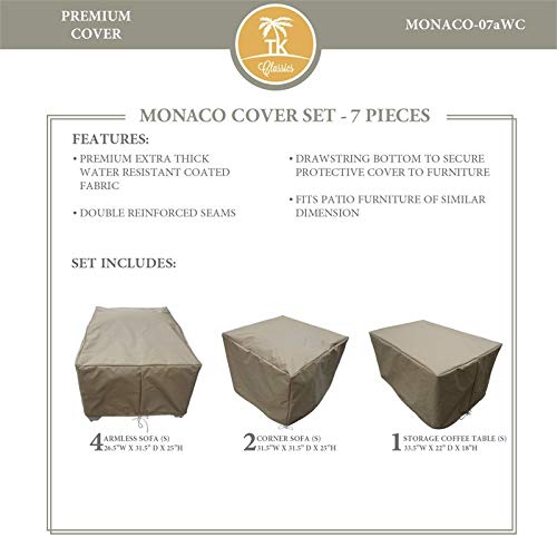 TK Classics MONACO-07aWC Waterproof Patio Furniture Covers - Beige Outdoor Sofa Protector for Rain, Sun & Snow Protection | Fits Sectional, Loveseat & Chair Sets