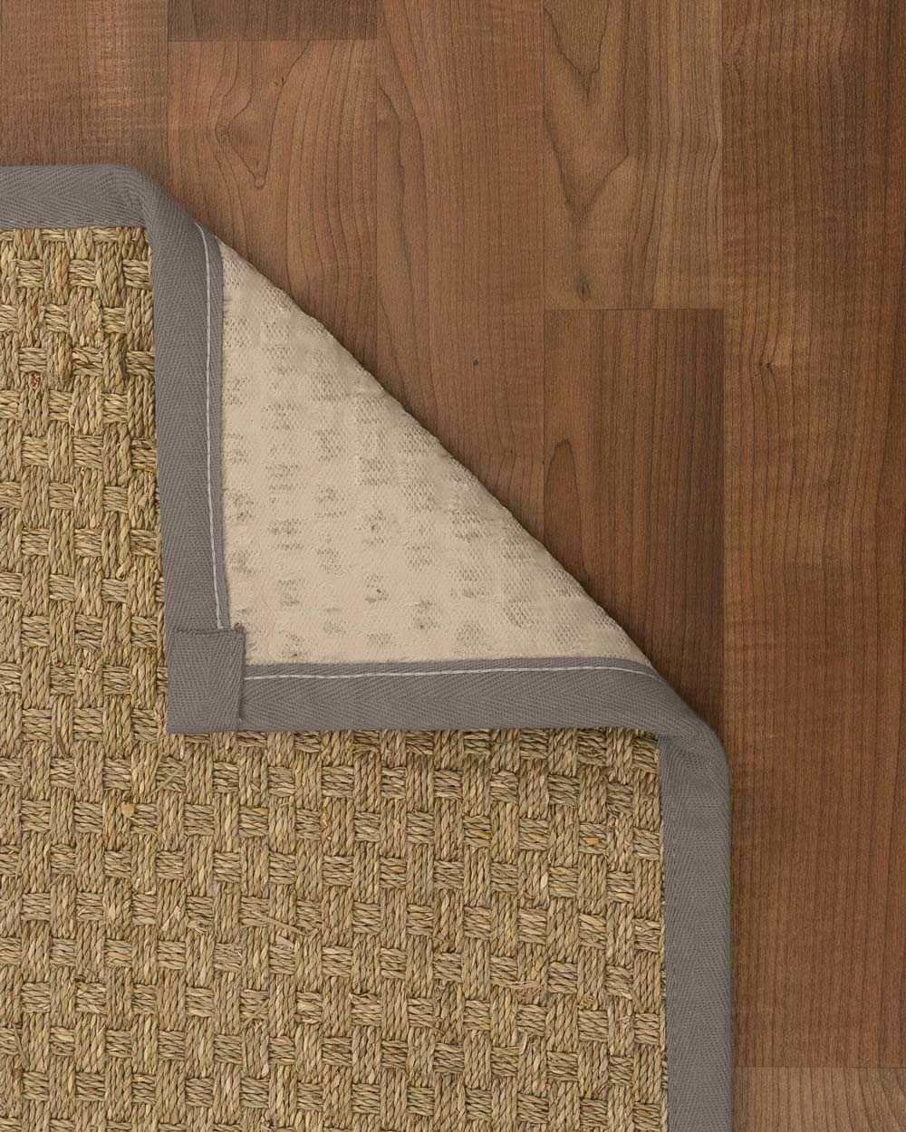100% Natural Fiber Handmade Basketweave Seagrass Rug - 5' x 8' Oval with Stone Border | Eco-Friendly Floor Mat for Living Room, Bedroom & Boho Decor