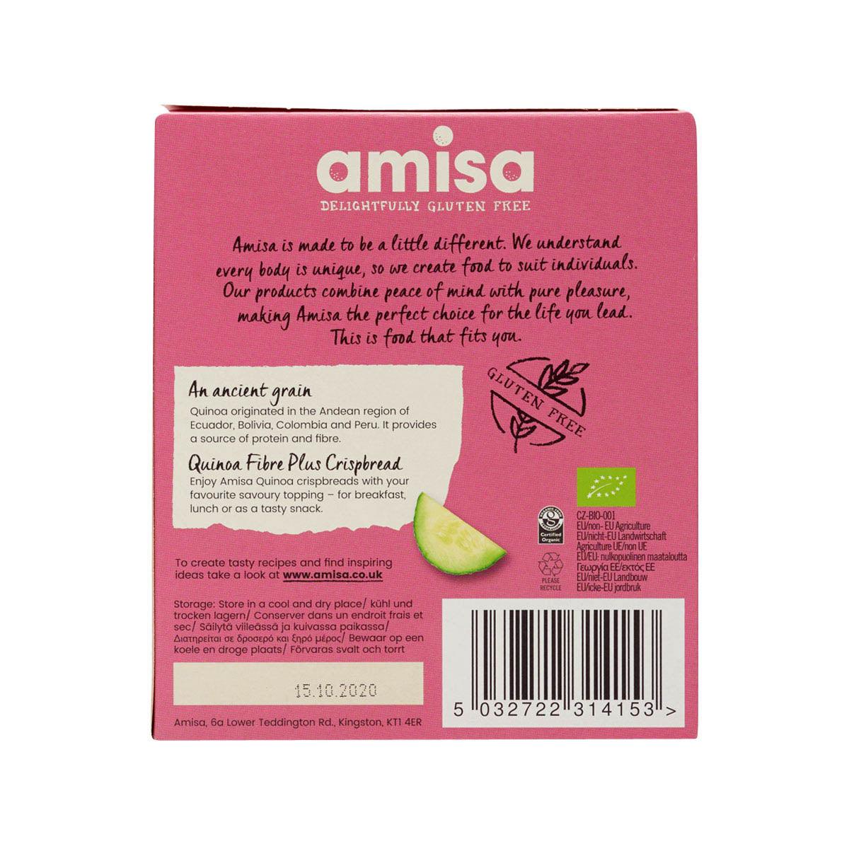 Organic Gluten-Free Quinoa Crispbread with Added Fiber - AMISA Healthy Snack (100g) | Perfect for Keto, Vegan Diets & On-the-Go Nutrition