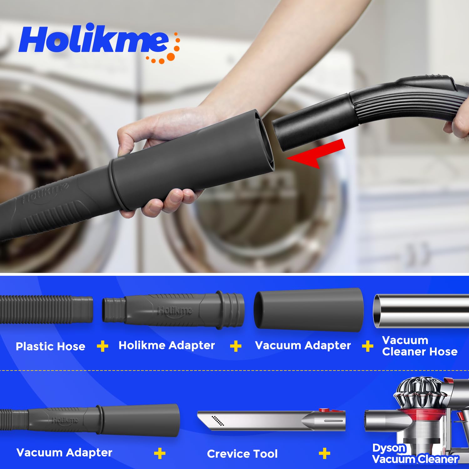 Holikme 2-Piece Dryer Vent Cleaning Kit - Vacuum Attachment & Flexible Lint Brush for Efficient Dryer Maintenance - Perfect for Home Laundry Rooms & RV Dryer Vents