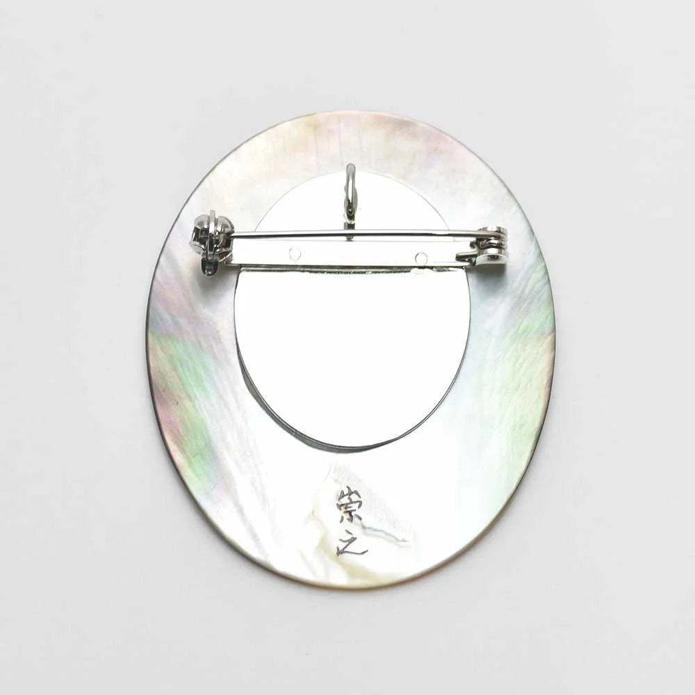 Handcrafted Japanese Maki-e Urushi Lacquer Brooch with Black Lip Oyster Pearl Shell - Milky Way Design | Traditional Artisan Jewelry for Women | Perfect for Formal Occasions, Weddings & Special Events