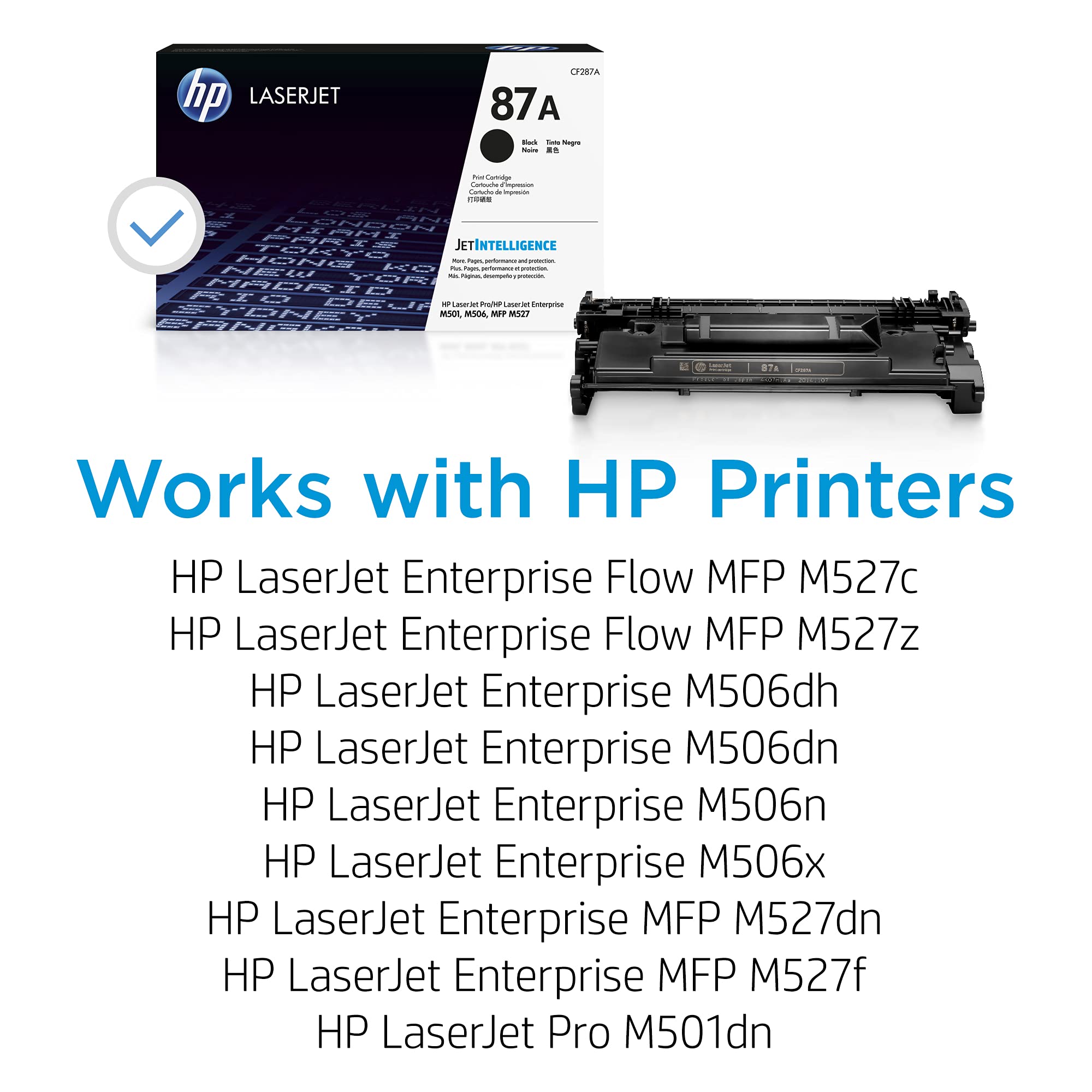 Original HP 87A Black Toner Cartridge (CF287A) - Compatible with HP LaserJet Enterprise M506/M527 & Pro M501 Series - High Yield Printing for Office & Home Use